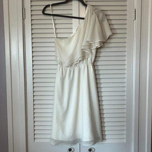 Miss Me MM Couture one shoulder mini dress ivory small ruffle - Picture 1 of 9
